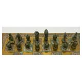 Est. $400.00- $600.00 14' x 14' Vintage Greek Brutalist Bronze Chess Set With Matching Brass Board