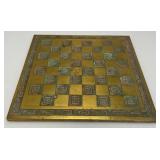 Est. $400.00- $600.00 14' x 14' Vintage Greek Brutalist Bronze Chess Set With Matching Brass Board