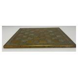 Est. $400.00- $600.00 14' x 14' Vintage Greek Brutalist Bronze Chess Set With Matching Brass Board