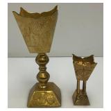 Vintage 1970's Etched Brass Chalice Goblet Vessels /Votive Candle Holder 1=4' 1= 8'