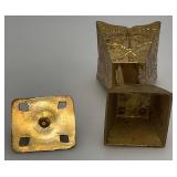 Vintage 1970's Etched Brass Chalice Goblet Vessels /Votive Candle Holder 1=4' 1= 8'