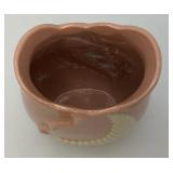 1940's Chadwick Pottery Soft Pink Vase Cream Fern leaf 8' Hollywood Glam With Paper And Foil Label
