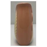 1940's Chadwick Pottery Soft Pink Vase Cream Fern leaf 8' Hollywood Glam With Paper And Foil Label