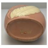 1940's Chadwick Pottery Soft Pink Vase Cream Fern leaf 8' Hollywood Glam With Paper And Foil Label