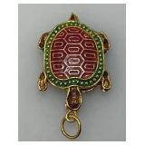 Unique Vintage Enameled Turtle Necklace Pendant 1 1/4'