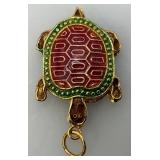Unique Vintage Enameled Turtle Necklace Pendant 1 1/4'