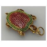 Unique Vintage Enameled Turtle Necklace Pendant 1 1/4'