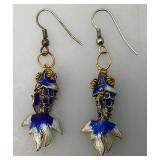Vintage Cloisonne Fish 1 1/4' Earrings