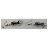 Vintage Cloisonne Fish 1 1/4' Earrings