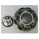 Japanese Vintage Ginger Jar With Lid And Paper Japan Label 5' x 5 3/4'