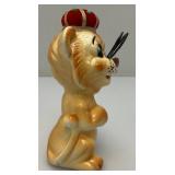 Vintage Porcelain Lion Pin Cushion Scissor Sewing Tool Holder 6'