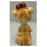 Vintage Porcelain Lion Pin Cushion Scissor Sewing Tool Holder 6'