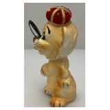 Vintage Porcelain Lion Pin Cushion Scissor Sewing Tool Holder 6'