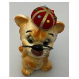 Vintage Porcelain Lion Pin Cushion Scissor Sewing Tool Holder 6'