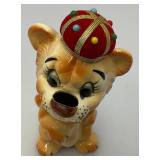 Vintage Porcelain Lion Pin Cushion Scissor Sewing Tool Holder 6'