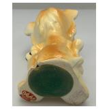 Vintage Porcelain Lion Pin Cushion Scissor Sewing Tool Holder 6'