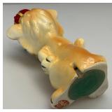 Vintage Porcelain Lion Pin Cushion Scissor Sewing Tool Holder 6'