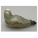 Vintage Enameled Seal Trinket Jar 3'