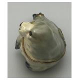Vintage Enameled Seal Trinket Jar 3'