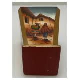 Very RARE Reverse Painted Glass Paneled Miniature Vase With Farmer Scene 3 3/4'