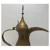 Very Large Heavy Etched Brass Antique Middle Eastern Dallah Coffee/Tea Pot Arabic 31' Tall