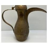 Very Large Heavy Etched Brass Antique Middle Eastern Dallah Coffee/Tea Pot Arabic 31' Tall