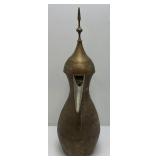 Very Large Heavy Etched Brass Antique Middle Eastern Dallah Coffee/Tea Pot Arabic 31' Tall