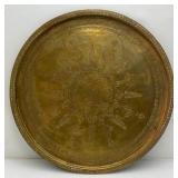 Very Large 30 1/4' Heavy Etched Brass Serving Tray Arabic