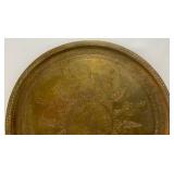Very Large 30 1/4' Heavy Etched Brass Serving Tray Arabic
