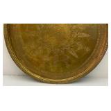 Very Large 30 1/4' Heavy Etched Brass Serving Tray Arabic