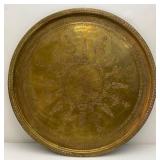 Very Large 30 1/4' Heavy Etched Brass Serving Tray Arabic