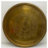 Very Large 30 1/4' Heavy Etched Brass Serving Tray Arabic