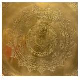 Very Large 30 1/4' Heavy Etched Brass Serving Tray Arabic