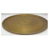Very Large 30 1/4' Heavy Etched Brass Serving Tray Arabic
