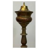 Huge Antique Middle Eastern Arabian Etched Brass Hookah Pipe 55' Tall Multi-Colored With Corded Hose And Mouthpiece