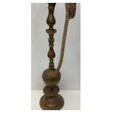 Huge Antique Middle Eastern Arabian Etched Brass Hookah Pipe 55' Tall Multi-Colored With Corded Hose And Mouthpiece
