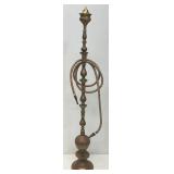 Huge Antique Middle Eastern Arabian Etched Brass Hookah Pipe 55' Tall Multi-Colored With Corded Hose And Mouthpiece