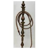 Huge Antique Middle Eastern Arabian Etched Brass Hookah Pipe 55' Tall Multi-Colored With Corded Hose And Mouthpiece