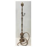 Huge Antique Middle Eastern Arabian Etched Brass Hookah Pipe 55' Tall Multi-Colored With Corded Hose And Mouthpiece