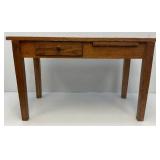 Vintage Primitive Solid Oakl 16' x 20' x 33' Kids Desk With Drawer And Pullout