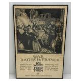 20' x 30' Framed Behind Glass Wartime United States Food Administration 'War Rages In France, We Must Feed Them' Poster
