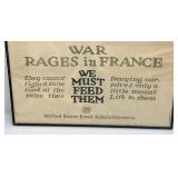 20' x 30' Framed Behind Glass Wartime United States Food Administration 'War Rages In France, We Must Feed Them' Poster