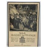 20' x 30' Framed Behind Glass Wartime United States Food Administration 'War Rages In France, We Must Feed Them' Poster