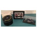 Tin Containing Dale Earnhardt Watch, Photo of Dale Sr, Jr and Kerry, #3 car in Acrylic Container