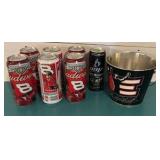 Unopened Cans of Budweiser and Amp and a Metal Pail