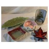 Japan Leaf Dish, Trinket Dishes, Canada Maple Leaf and Vintage Italian Candle Holder