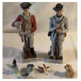 Two Handpainted Soldiers and Five Miniature Animals