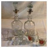 Vintage Whiskey Bottles, Shot Glasses, Whiskey Glasses