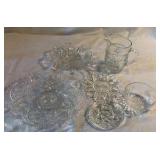 Six Vintage Clear Glass Serving Dishes