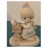 Four Precious Moments Figurines and Plate